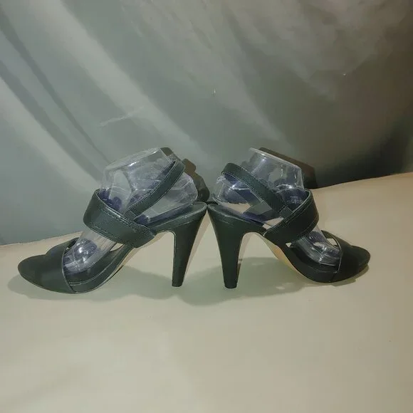 Black High Heel  Karl Lagerfeld Sandals Ankle Strap Slip On Open Toe Womens - Picture 3 of 8